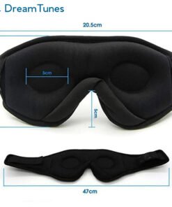 a black eye mask with measurements